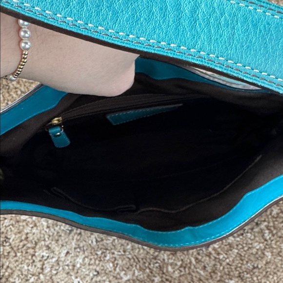 Coach Hamptons Slim Ocean Blue Leather Medium Hobo Shoulder Bag - Picture 7 of 7